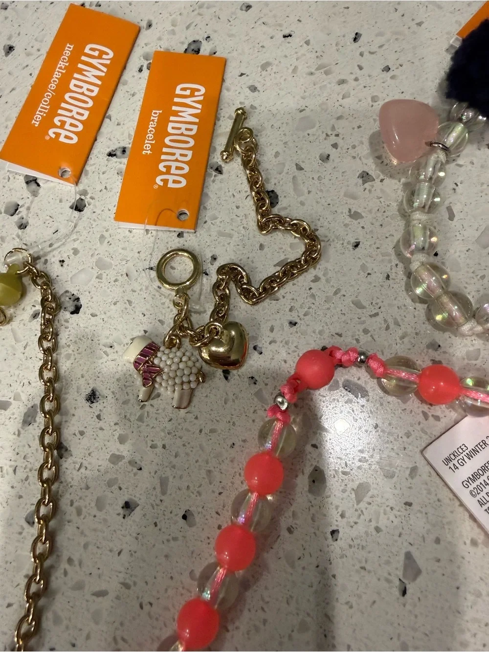 New girls Gymboree Coral Pink Beaded Necklace, Bracelet bundle